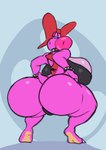 big_breasts big_butt breasts butt clothing crouching female huge_butt lips pink_body rear_view thick_lips biskblizk mario_bros nintendo birdo hi_res