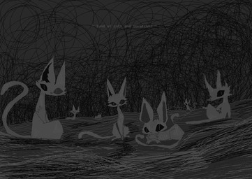 ambiguous_feral ambiguous_gender detailed_background feral fur grey_body grey_fur grey_tail group looking_at_viewer tail text naircat domestic_cat felid feline felis mammal 2017 digital_drawing_(artwork) digital_media_(artwork) english_text greyscale microsoft_paint_(artwork) monochrome