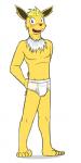 1:2 anthro anthrofied barefoot biped blush briefs briefs_only bulge clothed clothing eeveelution feet fuze generation_1_pokemon hi_res jolteon male nintendo open_mouth pokemon pokemon_(species) pokemorph simple_background smile solo teeth_showing tighty_whities tongue_showing topless translucent translucent_briefs translucent_clothing translucent_underwear trent_(fuze) underwear underwear_only uvula white_background white_briefs white_clothing white_underwear