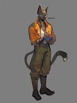 alternate_species anthro eyewear furrification glasses male pencil_(object) round_glasses solo tongue tongue_out rockthecoon disco_elysium kim_kitsuragi domestic_cat felid feline felis mammal 3:4 hi_res