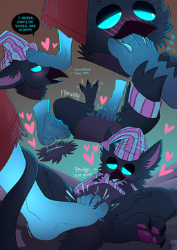 3_toes ambiguous_gender animal_genitalia anthro beak big_ears biped black_beak black_body black_fur black_tail blue_body blue_cloaca blue_eyes blue_insides blue_tongue blush blush_lines bottomless bottomless_anthro bottomless_male bottomwear claws cloaca cloacal_footjob clothed clothed_anthro clothed_male clothing countershading duo ears_down feet foot_fetish foot_focus foot_in_mouth foot_on_face foot_play footjob fur genitals half-closed_eyes happy happy_sex hat headgear headwear heart_symbol humanoid_feet lying male male/ambiguous male_anthro narrowed_eyes nightcap on_back open_beak open_mouth pajamas pattern_clothing pattern_hat pattern_headgear pattern_headwear pattern_pajamas pattern_topwear pawpads pink_clothing pink_hat pink_headwear pink_inner_ear pink_pajamas pink_topwear pivoted_ears plantigrade purple_body purple_pawpads purple_skin red_bottomwear red_clothing satisfied satisfied_look semi-anthro sex shortstack shortstack_male size_difference sleepwear spread_legs spread_toes spreading tail tail_coil text toe_claws toes tongue tongue_between_toes topwear topwear_grab pankallisti deadlock_(game) mythology valve rem_(deadlock) vindicta_(deadlock) avian chimera dream_creature ghost gryphon human humanoid mammal mythological_avian mythological_creature spirit 2026 hi_res female_(lore)