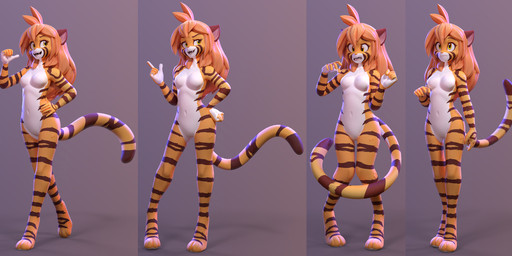 anthro breasts brown_hair digitigrade eyebrows eyelashes fangs featureless_breasts featureless_crotch female fur gesture hair hand_gesture hand_on_hip long_hair looking_at_viewer medium_breasts multiple_angles navel nude open_mouth open_smile orange_body orange_fur pointing pointing_at_self pose raised_finger raised_index_finger shocked smile solo striped_body striped_fur stripes tail teeth walking white_body white_fur yellow_eyes lemurfeature twokinds flora_(twokinds) felid keidran mammal pantherine tiger 2023 3d_(artwork) digital_media_(artwork) hi_res