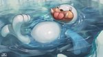 16:9 2020 ambiguous_gender feral generation_1_pokemon hi_res nintendo partially_submerged pokemon pokemon_(species) seel solo supearibu tongue tongue_out water widescreen