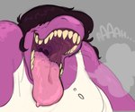 anthro blush blush_lines bodily_fluids breasts breath bumpy_tongue claws clothing female freckled_face freckled_shoulders freckles hair hair_over_eyes mouth_shot open_mouth open_smile purple_body purple_hair purple_scales saliva saliva_string scales shirt smile solo steamy_breath tank_top tongue tongue_out topwear uvula twistedfurby deltarune undertale_(series) susie_(deltarune) scalie 2025 sketch