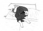 anthro black_and_white canid canine canis comic cotton_(artist) domestic_dog duo fur greyscale kissing male male/male mammal monochrome natsume_(tooboe_bookmark) nitobe tooboe_bookmark