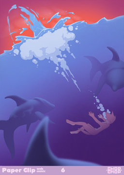 anthro biped brown_body brown_fur covering female fin fingers fully_submerged fur hair nude_anthro sea sinking sky solo splashing_water tail water chopchop paper_clip_(chopchop) aquatic fish mammal mustelid otter shark absurd_res comic digital_drawing_(artwork) digital_media_(artwork) hi_res