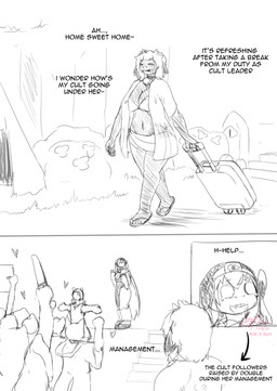anthro bikini cheering clothing female glowstick group heart_symbol male nun_outfit suitcase swimwear two-piece_swimsuit vacation syst cult_of_the_lamb massive_monster_(studio) nintendo pokemon fan_character lamb_(cult_of_the_lamb) ninfii_(syst) red_crown_(cult_of_the_lamb) bear bovid caprine eeveelution felid feline generation_6_pokemon hybrid mammal pokemon_(species) polar_bear sheep sylveon ursine comic crossover hi_res monochrome sketch