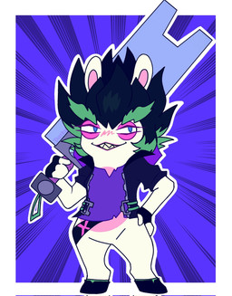 3_fingers amethyst_(gem) anthro arms_bent belt black_clothing black_footwear black_gloves black_hair black_handwear black_jacket black_shoes black_topwear blue_eyes clothed clothed_anthro clothed_female clothing ear_piercing eyebrows featureless_crotch female female_anthro fingers footwear gem gloves green_eyebrows green_hair hair hand_on_hip hand_on_own_hip handwear holding_melee_weapon holding_object holding_sword holding_weapon jacket light melee_weapon multicolored_body multicolored_hair narrowed_eyes no_pupils noseless open_belt outline pantsless_anthro pantsless_female piercing pink_body pink_inner_ear pink_skin purple_clothing purple_ear_piercing purple_shirt purple_topwear sharp_teeth shirt shoes short_hair simple_background solo squint standing sword teeth text thick_eyebrows topwear torn_clothing torn_shirt torn_topwear two_tone_body two_tone_hair weapon white_outline wennival mario_bros mario_plus_rabbids_sparks_of_hope nintendo raving_rabbids rayman_(series) ubisoft edge_(mario_plus_rabbids) lagomorph mammal rabbid 2024 artist_name colored crossover digital_drawing_(artwork) digital_media_(artwork) english_description full-length_portrait hi_res lighting portrait