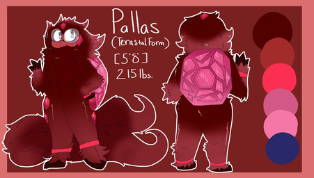 ambiguous_gender anthro biped border color_swatch front_view gem glistening glistening_eyes male multi_tail outline pose rear_view red_border reflection ruby_(gem) solo standing stocky tail text zizidoodles nintendo pokemon fan_character pallas_(terapagos) generation_9_pokemon legendary_pokemon pokemon_(species) reptile scalie terapagos terapagos_(terastal_form) terrapin turtle 2025 absurd_res character_name colored digital_drawing_(artwork) digital_media_(artwork) english_text full-length_portrait handwritten_text hi_res model_sheet portrait red_theme warm_colors