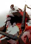 abuse anthro attack blood blood_splatter bodily_fluids creepy duo first_person_view insane low-angle_view male melee_weapon motion_blur nunchaku solo_focus weapon wounded konbu fanfan bear giant_panda mammal digital_media_(artwork) hi_res