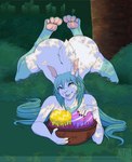 anthro blue_body blue_eyes blue_fur blue_hair breasts butt easter_egg exhibitionism female fur hair holidays leg_markings markings nipples nude outside socks_(marking) solo white_body white_fur celestbrook celestbrookarts easter baby_the_bunny lagomorph leporid mammal rabbit hi_res