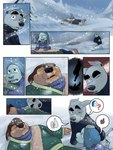 3:4 against_chest animal_crossing anthro black_nose bodily_fluids bovid canid canine canis caprine cold comic crying domestic_dog eclipticafusion eyebrows falling fur gesture hand_gesture hi_res k.k._slider khampa_(rock_dog) male mammal mastiff molosser nintendo one_eye_closed question_mark rock_dog sheep snow snowing tears thick_eyebrows thumbs_up unconscious unconscious_male watermark white_body white_fur wind
