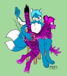 3_toes anthro blue_body blue_fur butt_slap duo feet female fur hair male male/female paws pink_hair purple_body purple_fur raised_tail slap spanking tail toes metal_(artist) folf_(elemental_wolf) sai_(lovelymiyu) felid mammal pantherine tiger 2012 digital_media_(artwork)