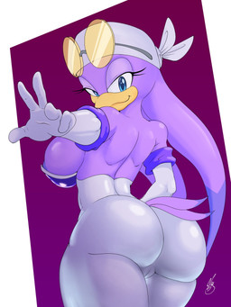 anthro areola areola_slip armor big_breasts big_butt bodysuit breastplate breasts butt clothing cosplay eyewear female glasses gloves handwear kerchief side_boob skinsuit solo tight_clothing barely_sly sega sonic_riders sonic_the_hedgehog_(series) rouge_the_bat wave_the_swallow avian bird hirundinid oscine passerine swallow_(bird) 3:4 hi_res