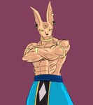 3_eyes anthro bald clothing egyptian egyptian_clothing fusion hairless male multi_eye muscular muscular_male potara_ear_ring solo 4chan_anon anonymous_artist dragon_ball dragon_ball_super beerus tien_shinhan domestic_cat felid feline felis hairless_cat humanoid hybrid mammal sphynx_(cat) triclops hi_res