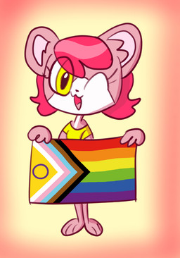 anthro asexual_pride_colors clothed clothing female fur lgbt_pride one_eye_closed pink_body pink_fur pride_colors progress_pride_colors solo transgender_pride_colors wink cutefurryfan lgbt_pride_month domestic_cat felid feline felis mammal hi_res