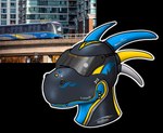 2023 6_horns anthro belly black_background black_body blue_belly blue_body blue_countershading blue_horn blue_markings blue_spikes bombardier bombardier_art canada canadian countershade_neck countershading curved_horn digital_drawing_(artwork) digital_media_(artwork) dragon english_text facial_piercing facial_spikes gold_(metal) gold_jewelry grey_markings grey_spikes grey_stripes headshot_portrait horn how_to_dragon_your_train hybrid jaw_spikes jewelry light_body living_machine living_train living_vehicle locomorph locomotive logo machine male markings meme multi_horn multicolored_body mythological_creature mythological_scalie mythology nose_piercing orange_text photo piercing portrait public_transportation rail_transit rapid_transit reference_image reptile ring_piercing rubberderg scalie simple_background skytrain smooth_horn snaggle_tooth solo spikes spikes_(anatomy) stripes text train urban_rail_transit vehicle visor white_horn windshield_wiper yellow_horn yellow_markings yellow_spikes yellow_stripes