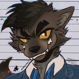 anthro black_hair black_nose black_tail blue_clothing blue_jacket blue_topwear brown_body brown_fur brown_tail chart cheek_tuft clothing dipstick_tail facial_tuft fangs fluffy fluffy_tail front_view fur glistening glistening_eyes grin hair height_chart jacket male male_anthro markings smile snout solo tail tail_markings teeth topwear tuft two_tone_tail untied_necktie white_dress_shirt yellow_eyes kaijukoda dreamworks the_bad_guys mr._wolf_(the_bad_guys) canid canine canis mammal wolf 1:1 2021 bust_portrait digital_drawing_(artwork) digital_media_(artwork) hi_res icon portrait signature