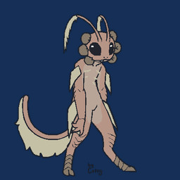 ambiguous_gender antennae_(anatomy) anthro black_eyes brown_body gills open_mouth red_tongue sharp_teeth solo standing tail tail_motion tailwag tan_body teeth teeth_showing tongue yellow_body calcy casualties:_unknown gunsaw arthropod dune_(gunsawian) gunsawian insect animated low_res