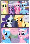 2017 absurd_res accessory aloe_(mlp) applejack_(mlp) bandage bedroom_eyes blonde_hair blue_body blue_eyes blue_eyeshadow blue_feathers blue_fur blue_hair border clothing collar comic cutie_mark dialogue earth_pony english_text equid equine eyeshadow feathered_wings feathers female feral fluttershy_(mlp) friendship_is_magic fur green_eyes group hair half-closed_eyes hasbro headband hi_res horn horse inside lotus_(mlp) makeup mammal mane_six_(mlp) multicolored_hair my_little_pony mythological_creature mythological_equine mythology narrowed_eyes open_mouth orange_body pegasus pink_body pink_hair pinkie_pie_(mlp) pony purple_body purple_eyes purple_fur purple_hair pyruvate rainbow_dash_(mlp) rainbow_hair rarity_(mlp) seductive smile spa text twilight_sparkle_(mlp) two_tone_hair unicorn uniform white_body white_border white_fur wings yellow_body yellow_fur