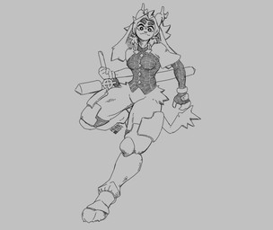 action_pose anthro arm_warmers armor armwear clothing corset dream_breaker_(pseudoregalia) eyebrows female fingerless_gloves floppy_ears gloves handwear holding_object holding_weapon hooves horn lingerie long_ears looking_at_viewer lop_ears melee_weapon pose solo sword thick_eyebrows topwear unguligrade weapon pavanz pseudoregalia sybil_(pseudoregalia) bovid caprine goat lagomorph mammal full-length_portrait greyscale monochrome portrait sketch