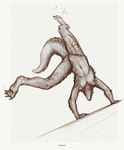 4_toes action_pose anthro cartwheel claws digitigrade featureless_crotch feet fingers handstand male navel nipples nude_anthro nude_male pecs pose scales simple_background solo tail thick_tail toe_claws toes upside_down white_background alsares mammal pangolin 2021 brown_and_white digital_drawing_(artwork) digital_media_(artwork) hi_res monochrome