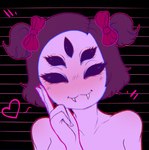 5_eyes black_sclera blush bow_ribbon eyelashes fangs female hair heart_symbol looking_at_viewer multi_eye noseless nude purple_body short_hair smile smiling_at_viewer solo teeth jeffapegas undertale undertale_(series) muffet animal_humanoid arachnid arachnid_humanoid arthropod arthropod_humanoid humanoid spider_humanoid 2018 bust_portrait hi_res portrait