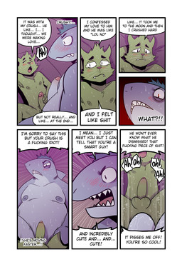 anal anal_penetration angry angry_sex anthro anthro_on_anthro anthro_penetrated anthro_penetrating anthro_penetrating_anthro balls blush bodily_fluids crying cute_fangs dialogue duo erection fangs frown fur furniture genitals gills green_body green_fur green_hair green_penis grey_penis hair hand_behind_head hand_on_penis humanoid_genitalia humanoid_penis leg_grab lying male male/male male_penetrated male_penetrating male_penetrating_male masturbating_while_penetrated masturbation mitten_hands moan mohawk neck_fin nipples non-mammal_nipples on_back on_sofa overweight overweight_male penetration penile penile_penetration penis penis_in_ass red_eyes sad seven_frame_image sex sharp_teeth sofa speech_bubble spread_legs spreading sweat tears teeth text whiskers t0l0k isaac_(t0l0k) ted_(t0l0k) domestic_cat felid feline felis fish mammal marine shark comic english_text hi_res multiple_scenes