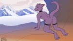 all_fours anthro anus butt cave erection genitals looking_at_viewer male mountain nude paws penis plant presenting presenting_hindquarters raised_tail smile snow solo tail tree winter komododrogon zephyr_(komododrogon) kobold scalie 16:9 hi_res widescreen