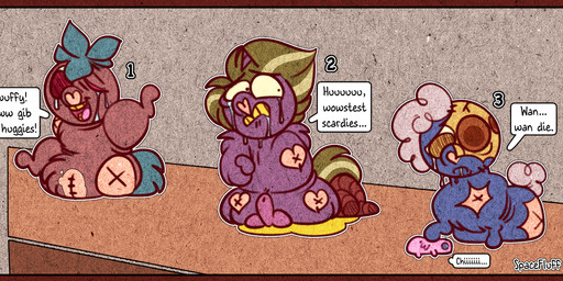 1_horn abuse abused ambiguous_feral ambiguous_gender amputee animal_genitalia baby_talk balls blood blue_body blue_fur blue_hair blue_tail bodily_fluids bone brown_body brown_fur clenched_teeth constricted_pupils crying depression dialogue disability drooling empty_eye_sockets feces feral fur furniture genital_fluids genitals gore green_hair green_tail group hair horn male male_feral missing_leg missing_limb neonate nullo pink_body pupils purple_body purple_fur saliva scared sheath sitting skull small_pupils spiral_horn surgical_suture table tail tears teeth text urine white_hair white_tail wounded yellow_teeth young young_ambiguous young_feral spacefluff fluffy_pony fluffy_pony_(species) mammal 2023 artist_name digital_media_(artwork) english_description english_text hi_res