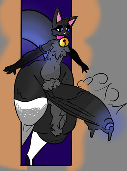 anthro balls big_balls big_penis bodily_fluids foreskin fur genitals glans huge_balls huge_penis humanoid_genitalia humanoid_penis hyper hyper_balls hyper_genitalia hyper_penis male nude penis simple_background solo stuck_in_door tail chronicmeowmeow maxy_(chronicmeowmeow) goo_creature mammal digital_media_(artwork) hi_res