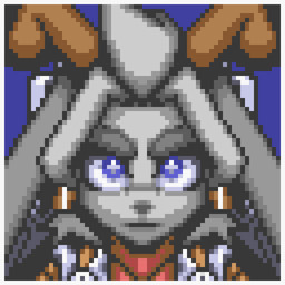 anthro antlers blue_eyes clothing eyebrows female fur gloves grey_body grey_fur handwear horn solo eddysgh nintendo pseudoregalia star_fox sybil_(pseudoregalia) bovid jackalope lagomorph leporid mammal rabbit 1:1 2026 animated bust_portrait digital_media_(artwork) pixel_(artwork) pixel_animation portrait