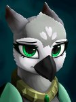 anthro beak female fur green_eyes grey_body grey_fur princess royalty solo livingsart printik mythology avian gryphon mythological_avian mythological_creature animated short_playtime