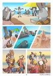 anthro beach bucky_(lion21) canid canine canis cetacean clothed clothing comic dave_(lion21) dolphin duo ear_piercing embrace group hi_res hug lagomorph leporid lion21 male male/male mammal marine muscular muscular_male oceanic_dolphin orca piercing procyonid rabbit raccoon sea seaside speedo swimming swimwear text toothed_whale topless url water wolf