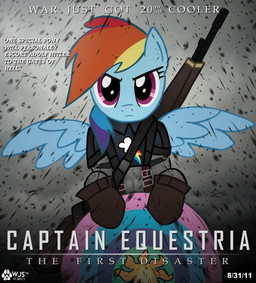 armor blue_body blue_feathers blue_fur feathered_wings feathers female fur gun hair multicolored_hair paws poster poster_template rainbow_hair ranged_weapon rifle shield simple_background solo spread_wings text weapon wings wolfjedisamuel 20_percent_cooler friendship_is_magic hasbro marvel my_little_pony mythology captain_america rainbow_dash_(mlp) equid equine mammal mythological_creature mythological_equine pegasus 2011 crossover english_text