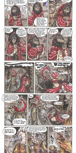 ambiguous_gender angry anthro dialogue elderly elderly_intersex gown group humor inside multi_limb punch renaissance_clothing speech_bubble text skekla_(artist) ask_the_skeksis the_dark_crystal skekayuk_the_gourmand skekekt_the_ornamentalist skekna_the_slave_master skeksil_the_chamberlain skekung_the_garthim_master alien skeksis 2015 absurd_res comic english_description english_text hi_res signature url