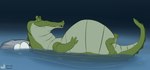 belly big_belly cave egg feral floating_on_water male pregnant pregnant_feral pregnant_male rock solo tail tailbutt wide_crotch rogero_(artist) disney peter_pan tick-tock_the_crocodile crocodile crocodilian reptile scalie hi_res watermark