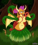 anthro blush female nude partially_inside tail tentacles vore pdude friendship_is_magic hasbro my_little_pony mythology smolder_(mlp) dragon mythological_creature mythological_scalie scalie tentacle_creature hi_res