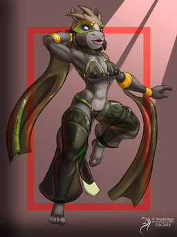 anthro big_breasts breasts clothed clothing female fully_clothed genitals hair harem harem_outfit nipples solo vulva arashidrgn common_hippopotamus hippopotamid mammal 2018 hi_res