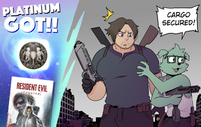 anthro bad_trigger_discipline beard chest_grab clothed clothed_anthro clothed_human clothed_male clothing dialogue duo_focus eyebrows facial_hair fully_clothed fully_clothed_anthro fully_clothed_human fully_clothed_male fur green_body green_fur group gun holding_gun holding_object holding_ranged_weapon holding_weapon human_on_anthro interspecies male male/male muscular muscular_human muscular_male open_mouth open_smile outside ranged_weapon smile text weapon t0l0k capcom resident_evil resident_evil_requiem grace_ashcroft leon_kennedy canid canine canis domestic_dog human mammal undead zombie 2026 digital_drawing_(artwork) digital_media_(artwork) english_description english_text hi_res