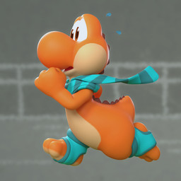 3_toes anthro bodily_fluids clothing feet footwear hindpaw multicolored_clothing multicolored_footwear pattern_clothing pattern_scarf paws plantigrade running scarf simple_background soles solo stirrup_footwear striped_clothing striped_scarf stripes sweat sweatdrop toes two_tone_clothing two_tone_footwear cinnamoncookies mario_bros nintendo cookie_(cinnamoncookies) orange_yoshi scalie yoshi 1:1 3d_(artwork) digital_media_(artwork)
