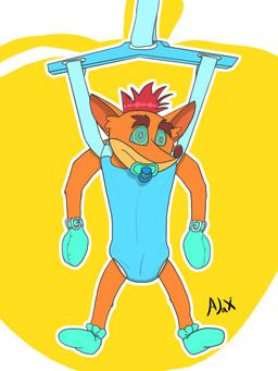 baby_bouncer boots clean_diaper clothed clothing diaper footwear handwear hypnosis male mind_control mittens object_in_mouth pacifier pacifier_in_mouth ringed_eyes shoes solo wearing_diaper ajaaaax activision crash_bandicoot_(series) crash_bandicoot bandicoot mammal marsupial absurd_res hi_res