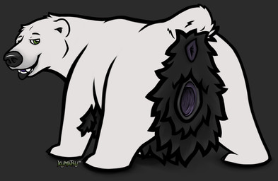 anal_hair anus armpit_hair belly_hair black_body_hair black_pubes bodily_fluids body_hair butt excessive_body_hair female feral fur gaping gaping_vagina genital_fluids genitals green_eyes hairy hairy_vulva hyper_body_hair hyper_pubes looking_at_viewer looking_back nude open_mouth presenting presenting_anus presenting_hindquarters presenting_vulva pubes quadruped raised_tail smile solo spread_legs spreading tail teeth toony vulva white_body white_fur kumatsu bear mammal polar_bear ursine digital_media_(artwork)
