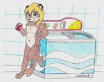 anthro beverage_can cooler dessert female food genitals ice_cream nude_anthro nudist pussy solo store young young_anthro young_female silversimba01 jenny_(ajdurai) mammal mustelid otter hi_res