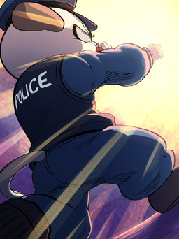 angry anthro clothing gesture hand_gesture male pointing police police_hat police_officer police_uniform solo text uniform whistle_(object) kyoujinbe odd_taxi kenshiro_daimon_(odd_taxi) herpestid mammal meerkat english_text hi_res