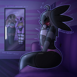 ahoge anthro autofellatio bangs being_watched big_breasts big_penis biped black_body black_eyes bottomwear breasts brown_body clothed clothing dialogue emanata eyes_closed feet female floppy_ears footwear genitals grey_hair group hair heart_symbol huge_penis legwear long_ears looking_at_another lop_ears male male_focus masturbation mirror mirror_reflection monotone_body motion_lines one_eye_closed oral oral_masturbation outline panties peeping penile penile_masturbation penis pink_body reflection side_view simple_eyes sitting socks solo_focus standing text thick_thighs thigh_highs topwear trio under_boob underwear wide_hips oxyoxyoxyox cinnamon_(oxyoxyoxyox) licorice_(oxyoxyoxyox) marshmallow_(oxyoxyoxyox) amphibian aquatic axolotl lagomorph leporid mammal mole_salamander rabbit salamander 1:1 2024 artist_name digital_drawing_(artwork) digital_media_(artwork) english_text hi_res