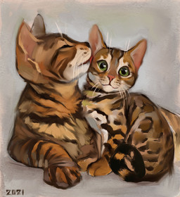:3 ambiguous_gender brown_markings brown_stripes duo face_lick feral fur green_eyes licking markings orange_body orange_fur stripes tan_body tan_fur tongue whiskers alexpahomov bengal_cat domestic_cat felid feline felis mammal 2021 digital_media_(artwork) digital_painting_(artwork) hi_res painting_(artwork) parent_(lore) parent_and_child_(lore) parent_and_son_(lore) son_(lore)