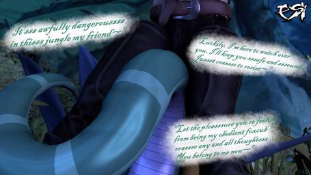 ambiguous_gender anthro clothed clothed_anthro clothed_male clothing dialogue duo feral forest green_body jungle male plant tail tail_between_legs text tree psikokinetic warfaremachine_(modeler) nintendo star_fox the_jungle_book fox_mccloud kaa_(jungle_book) canid canine fox mammal 16:9 2023 3d_(artwork) digital_media_(artwork) english_text hi_res source_filmmaker_(artwork) widescreen male_(lore)