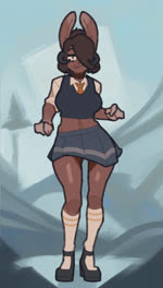 abstract_background anthro blep bottomwear bovid_horn brown_body brown_fur butt caprine_horn clothed clothing dancing dipstick_ears ear_markings female footwear fully_clothed fur gloves_(marking) hair hair_bun hair_over_eye high_heels hip_sway horn knee_highs knee_socks legwear looking_at_viewer markings midriff miniskirt multicolored_ears music navel necktie one_eye_obstructed pleated_skirt ram_horn school_uniform shirt shoes skirt smile socks solo standing swaying synced_to_music tongue tongue_out topwear uniform vest spikedmauler epic_games fortnite spikedmauler_(fursona) lagomorph leporid mammal rabbit 2024 animated loop short_playtime signature sound webm trans_(lore) trans_woman_(lore)