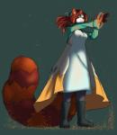 anthro boots clothed clothing dress female footwear fully_clothed fur green_eyes hair long_hair magic magic_user open_mouth red_body red_fur red_hair ribbons shoes simple_background solo white_body white_fur malachyte ping ailurid canid canine mammal red_panda 2015 clip_studio_paint_(artwork) digital_media_(artwork) hi_res